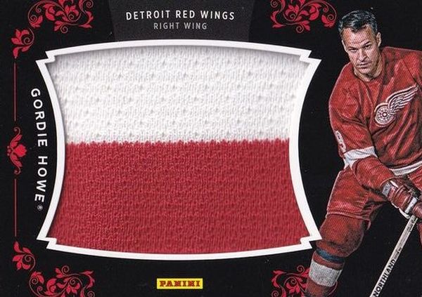 jersey karta GORDIE HOWE 11-12 Panini Black Friday Spokesman Jumbo Jersey číslo GH